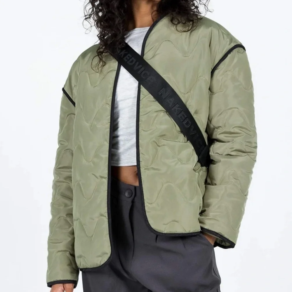 Princess Polly Womens Haven Quilted Jacket Sz 2 Green Open Front